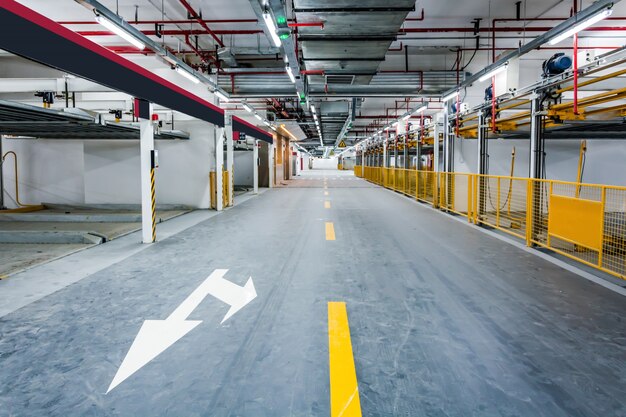 Empty underground parking garage