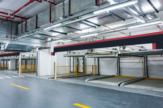 Empty underground parking garage