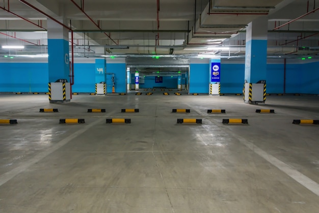 Empty underground parking garage