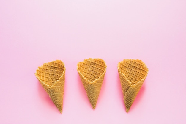 Empty waffle cones 