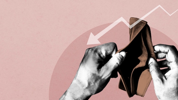 Free photo empty wallet due to coronavirus economic impact social banner illustration