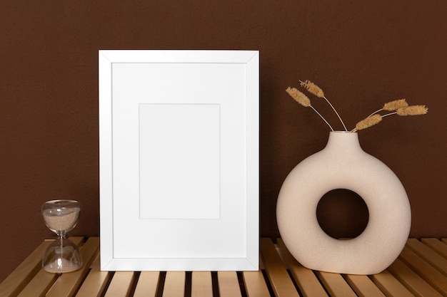 Empty white frame and decoration