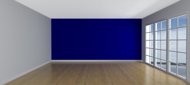 Empty with a blue wall room