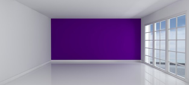 紫色の壁の部屋を持つ空