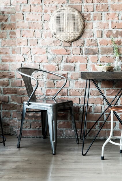 empty wood chair in restaurant