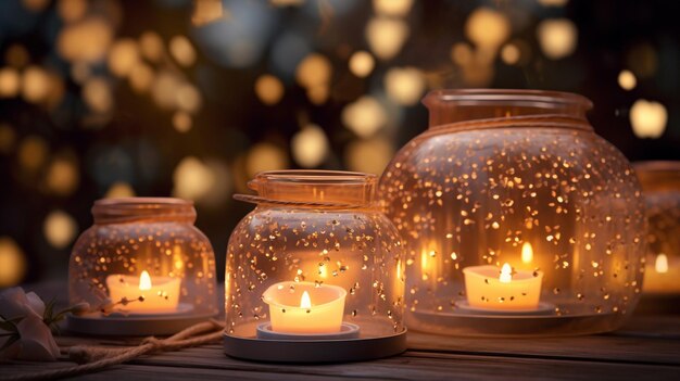 Очаровательное сияние волшебных огней и свечей создает волшебную атмосферу.
