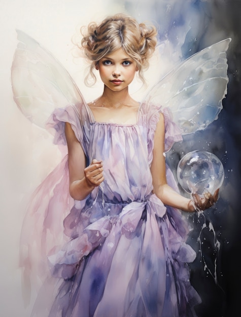 無料写真 魅力的な水彩画の妖精のイラスト