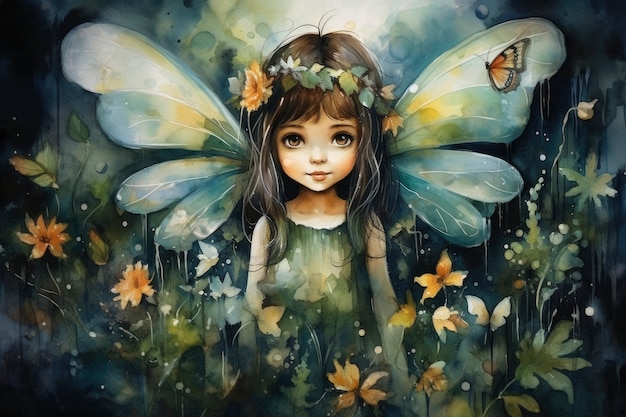 Free photo enchanting watercolor fairy illustration