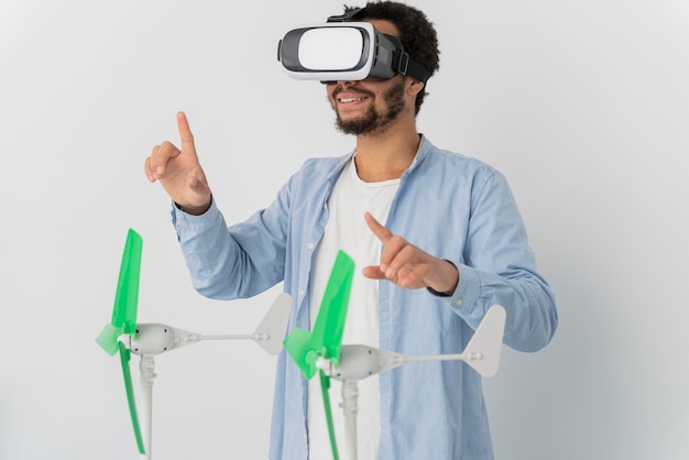 Engineer innovating energy in virtual reality style