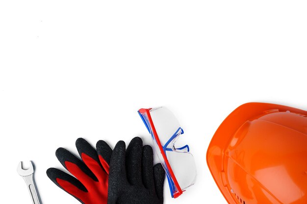 Engineer work tools isolated on white background