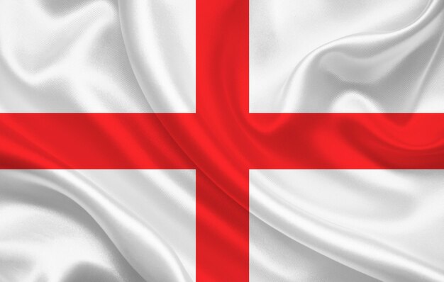 England country flag on wavy silk fabric background panorama - illustration