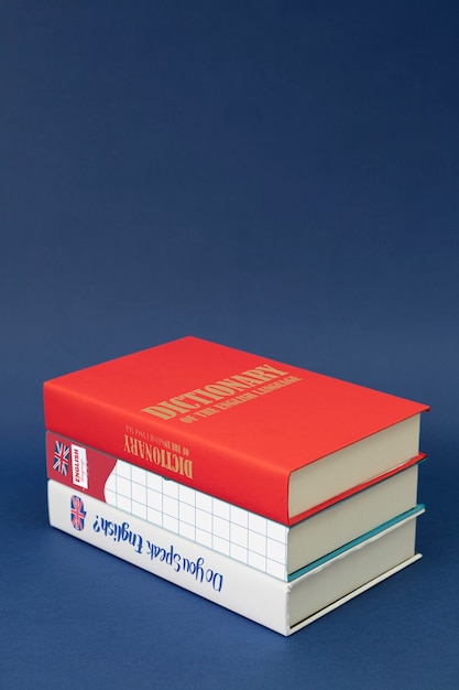 English books with blue background