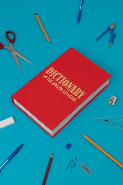 English dictionary arrangement still life