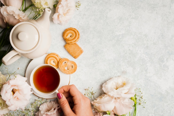 Free Photo english tea and tasty dessert