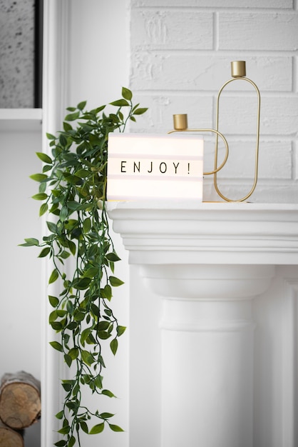 Enjoy message on lightbox arrangement