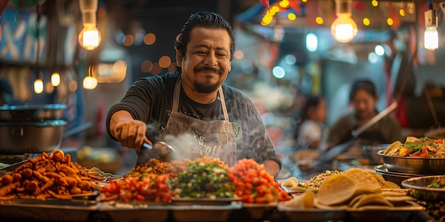 Free photo enjoying street food fest