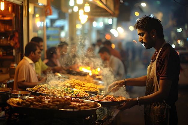 Free photo enjoying street food fest