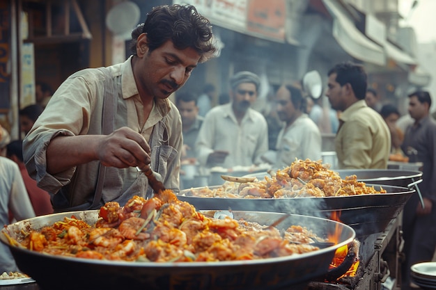 Free photo enjoying street food fest