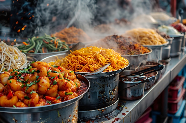 Free Photo enjoying street food fest