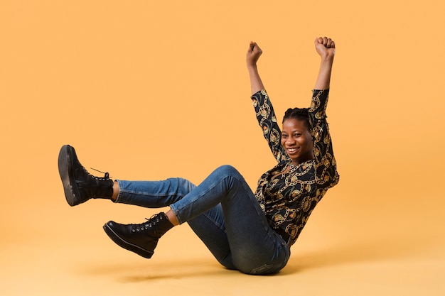 Enthusiastic afroamerican model studio shot