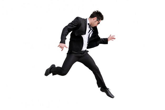 Enthusiastic businessman jumping