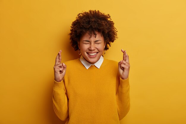 Enthusiastic overjoyed woman aniticipates important results