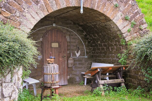 Entrance to an old italian wine cellar