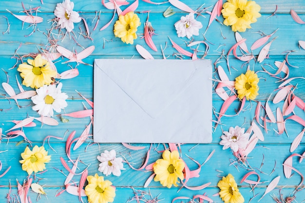 Envelope in abstract petals and flowers