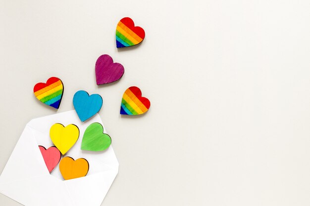 Envelope with rainbow hearts