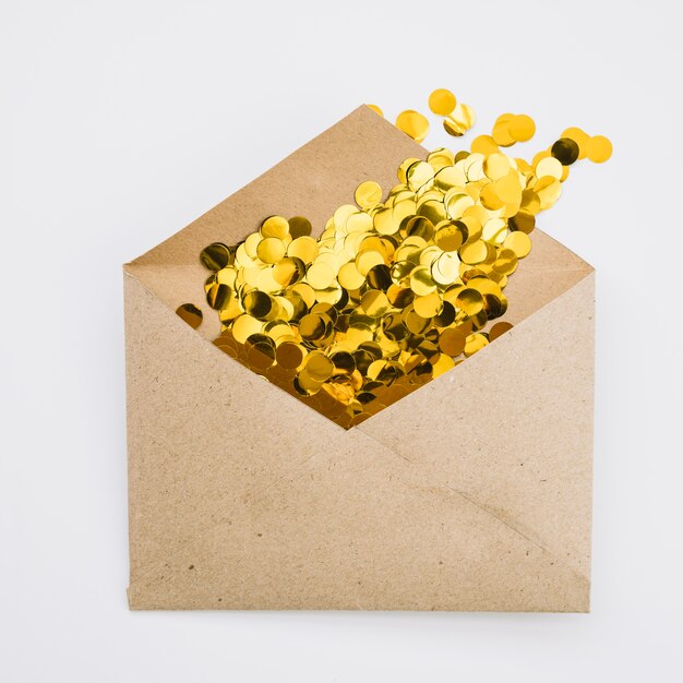 Envelope with shiny confetti