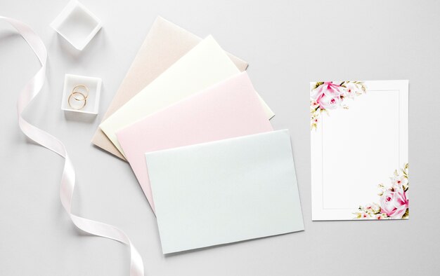 Envelopes with wedding invitation