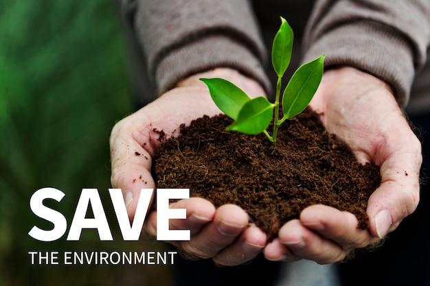 Foto gratuita banner di social media per l'ambiente con salva l'ambiente