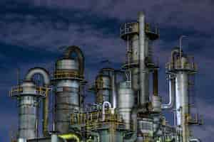 Free photo environmental pollution and factory exterior at night