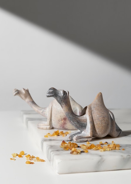Epiphany day camel figurines with raisins