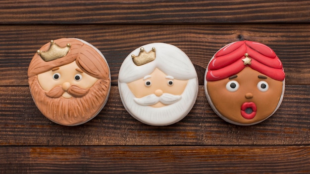 Epiphany dessert biscuits with faces