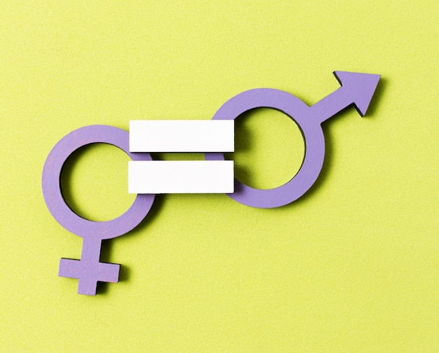Бесплатное фото Равенство между мужчиной и женщиной гендерные символы крупным планом