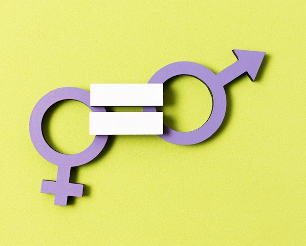 Equality between man and woman gender symbols close-up