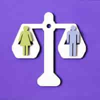 Free photo equality between man and woman on pair of scales