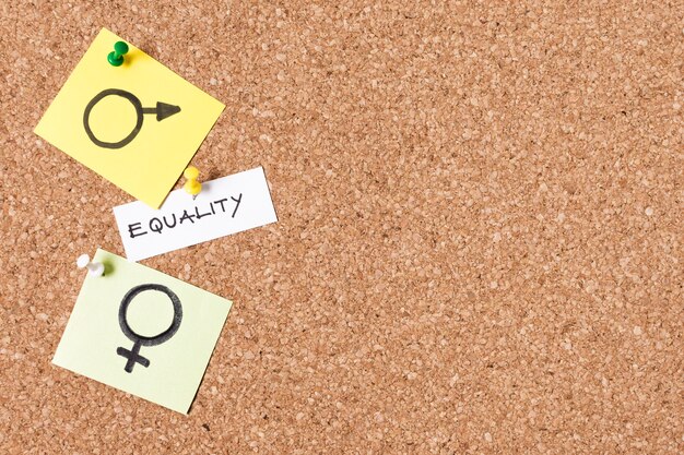 Equality man and woman symbols copy space