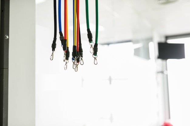 Equipment for rehabilitation in interior of physiotherapy clinic. 