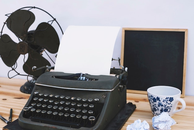 Equipment on table of writer