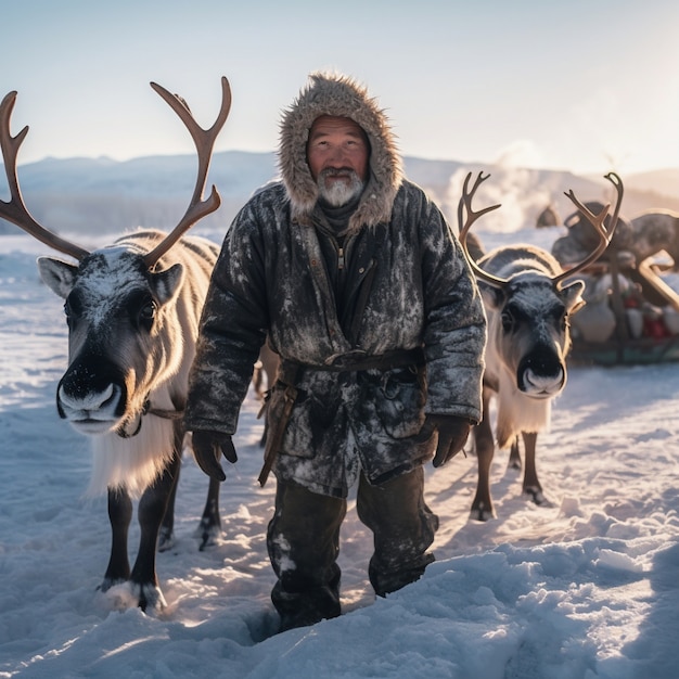 Free photo eskimo people living in extreme weather condition