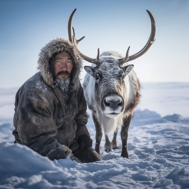 Eskimo people living in extreme weather condition