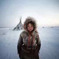 Free photo eskimo people living in extreme weather condition