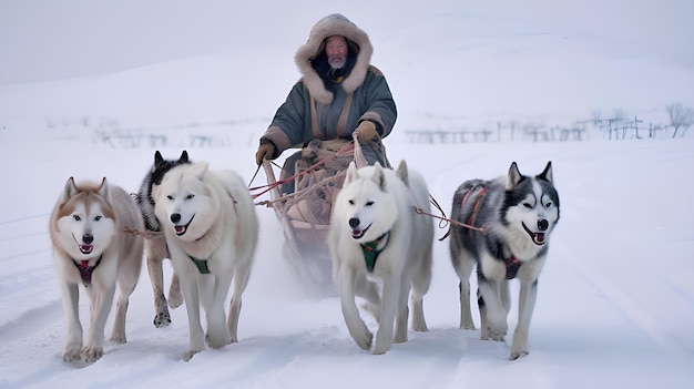 Free photo eskimo people living in extreme weather condition