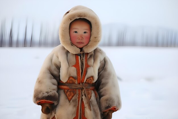 Eskimo people living in extreme weather condition