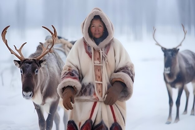 Free photo eskimo people living in extreme weather condition