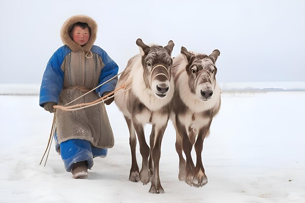 Eskimo people living in extreme weather condition