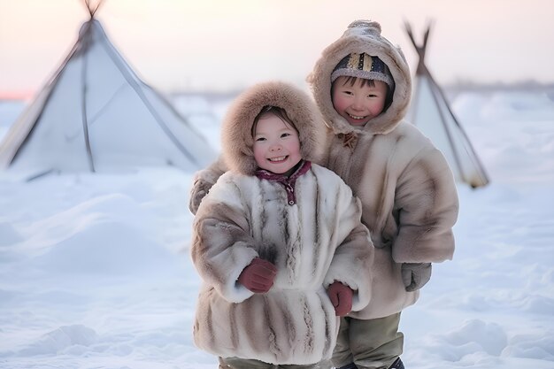 Эскимо, живущие в экстремальных погодных условиях