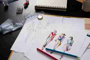 Foto gratuita elementi essenziali per il fashion design in studio